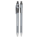 Paper Mate FlexGrip Ultra Ballpoint Pen, Retractable, Fine 0.8 mm, Black Ink, Gray/Black Barrel, Dozen