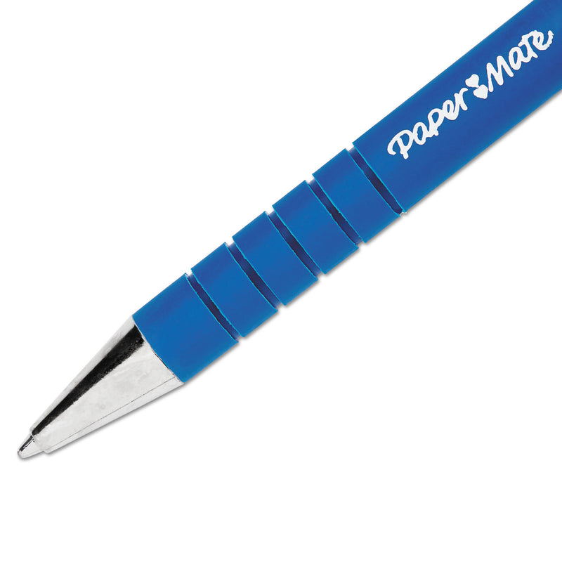 Paper Mate FlexGrip Ultra Ballpoint Pen, Retractable, Medium 1 mm, Blue Ink, Blue Barrel, Dozen