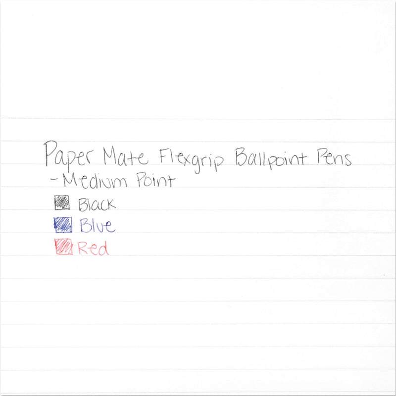 Paper Mate FlexGrip Ultra Ballpoint Pen, Stick, Medium 1 mm, Black Ink, Gray Barrel, Dozen