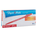 Paper Mate Eraser Mate Ballpoint Pen, Stick, Medium 1 mm, Red Ink, Red Barrel, Dozen