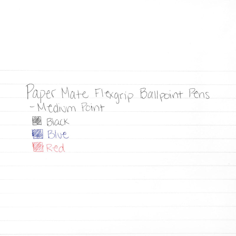Paper Mate FlexGrip Elite Ballpoint Pen, Retractable, Medium 1 mm, Black Ink, Black Barrel, Dozen