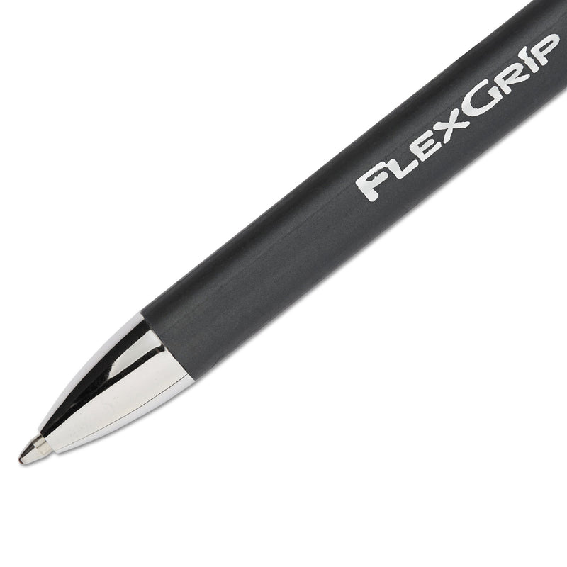 Paper Mate FlexGrip Elite Ballpoint Pen, Retractable, Medium 1 mm, Black Ink, Black Barrel, Dozen
