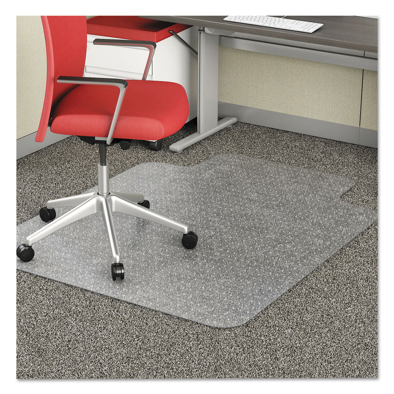 deflecto EconoMat Occasional Use Chair Mat, Low Pile Carpet, Flat, 36 x 48, Lipped, Clear