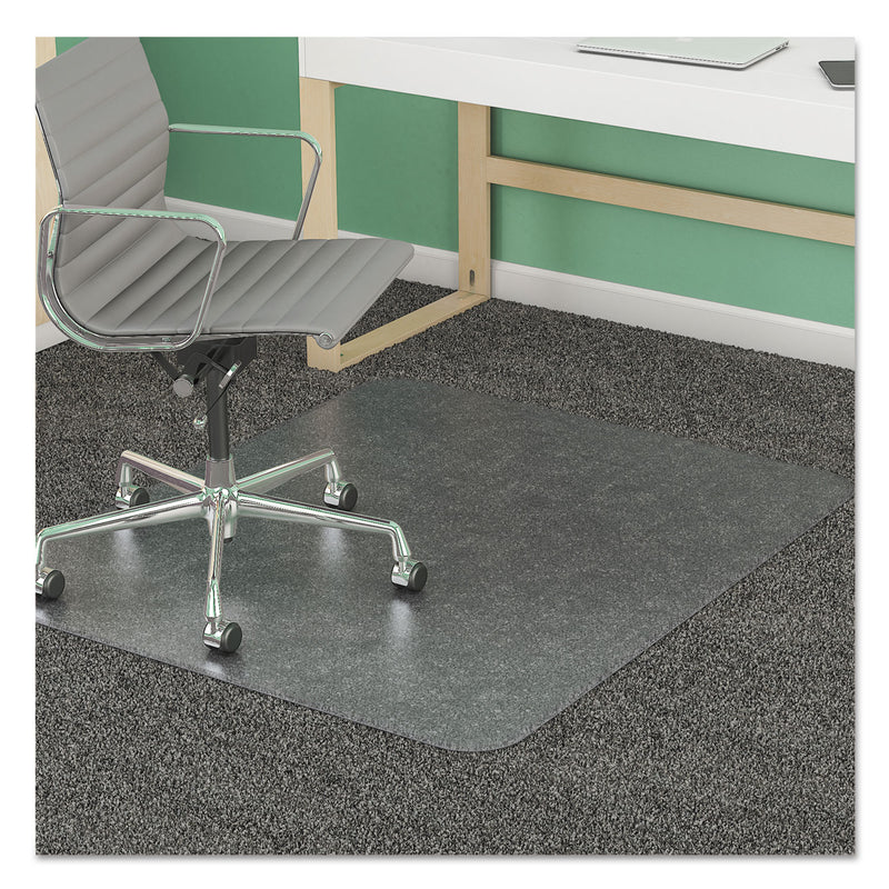 deflecto SuperMat Frequent Use Chair Mat, Med Pile Carpet, 45 x 53, Beveled Rectangle, Clear