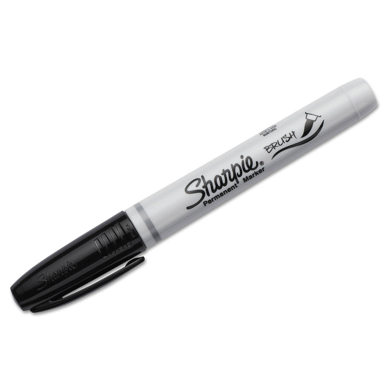 Sharpie Brush Tip Permanent Marker, Medium Brush Tip, Black, Dozen