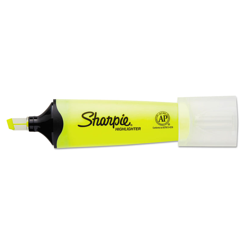 Sharpie Clearview Tank-Style Highlighter, Fluorescent Yellow Ink, Chisel Tip, Yellow/Black/Clear Barrel, Dozen