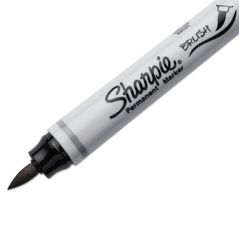 Sharpie Brush Tip Permanent Marker, Medium Brush Tip, Black, Dozen