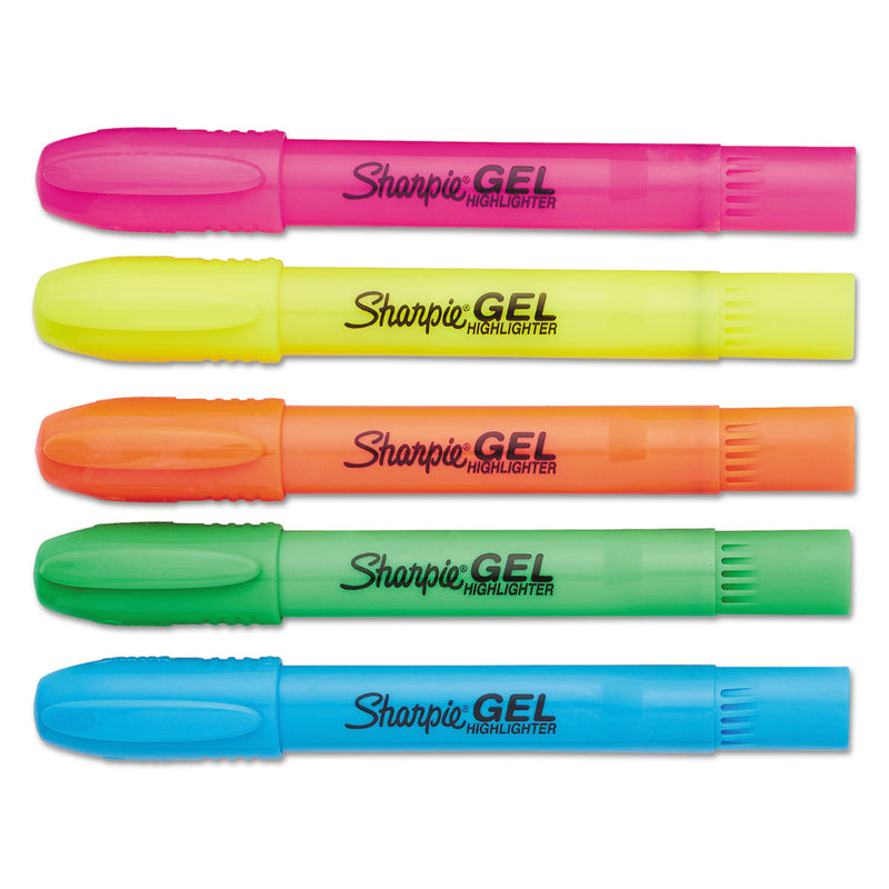 Sharpie Gel Highlighters, Assorted Ink Colors, Bullet Tip, Assorted Barrel Colors, 5/Set