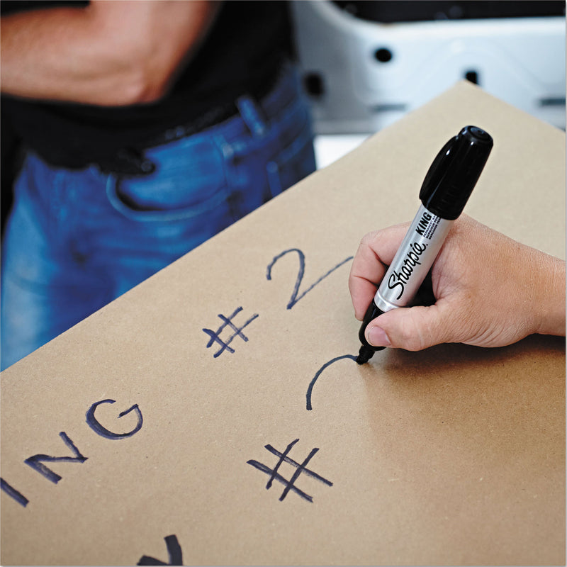 Sharpie King Size Permanent Marker, Broad Chisel Tip, Black, 4/Pack