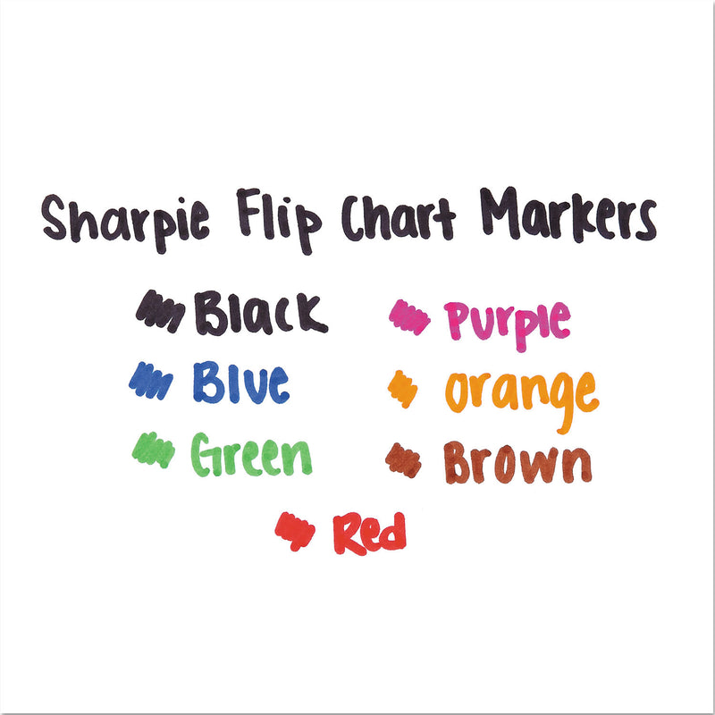 Sharpie Flip Chart Marker, Broad Bullet Tip, Assorted Colors, 8/Set