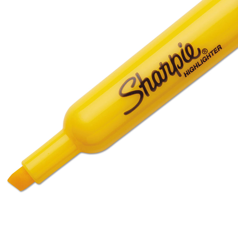 Sharpie Tank Style Highlighters, Yellow Ink, Chisel Tip, Yellow Barrel, Dozen