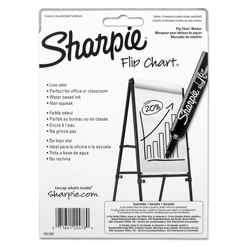 Sharpie Flip Chart Marker, Broad Bullet Tip, Assorted Colors, 8/Set