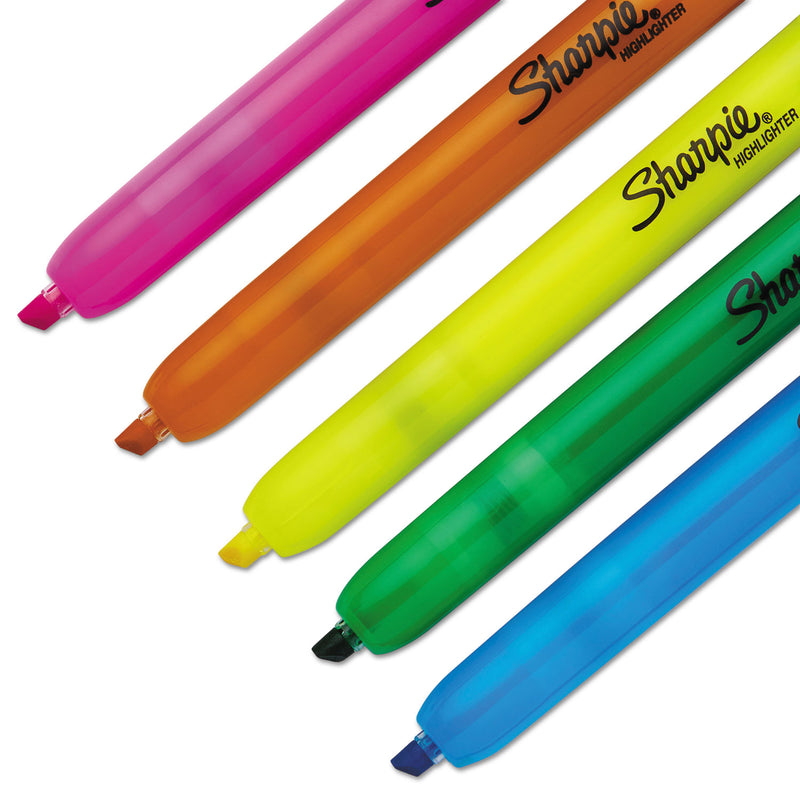 Sharpie Retractable Highlighters, Assorted Ink Colors, Chisel Tip, Assorted Barrel Colors, 5/Set