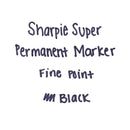 Sharpie Super Permanent Marker, Fine Bullet Tip, Black, 6/Pack
