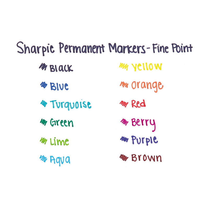 Sharpie Fine Tip Permanent Marker, Fine Bullet Tip, Blue, Dozen