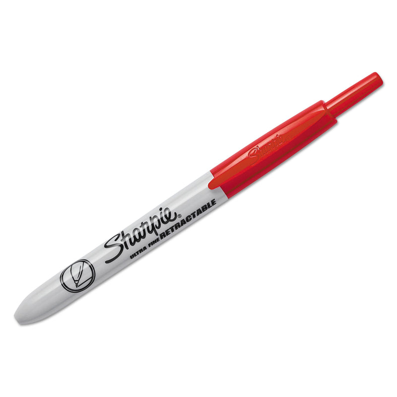 Sharpie Retractable Permanent Marker, Extra-Fine Needle Tip, Red