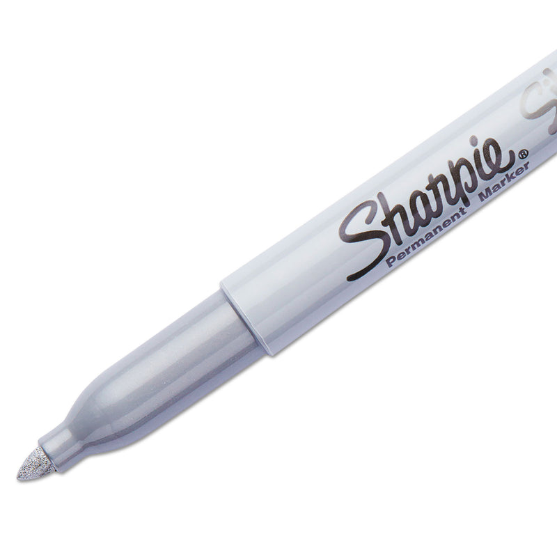 Sharpie Metallic Fine Point Permanent Markers, Fine Bullet Tip, Metallic Silver, 4/Pack