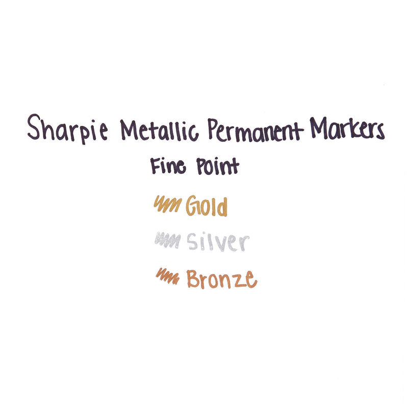 Sharpie Metallic Fine Point Permanent Markers, Fine Bullet Tip, Metallic Silver, 4/Pack
