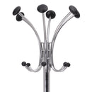 Alba Chromy Coat Stand, 12 Knobs, 16w x 16d x 70.5h, Chrome/Black