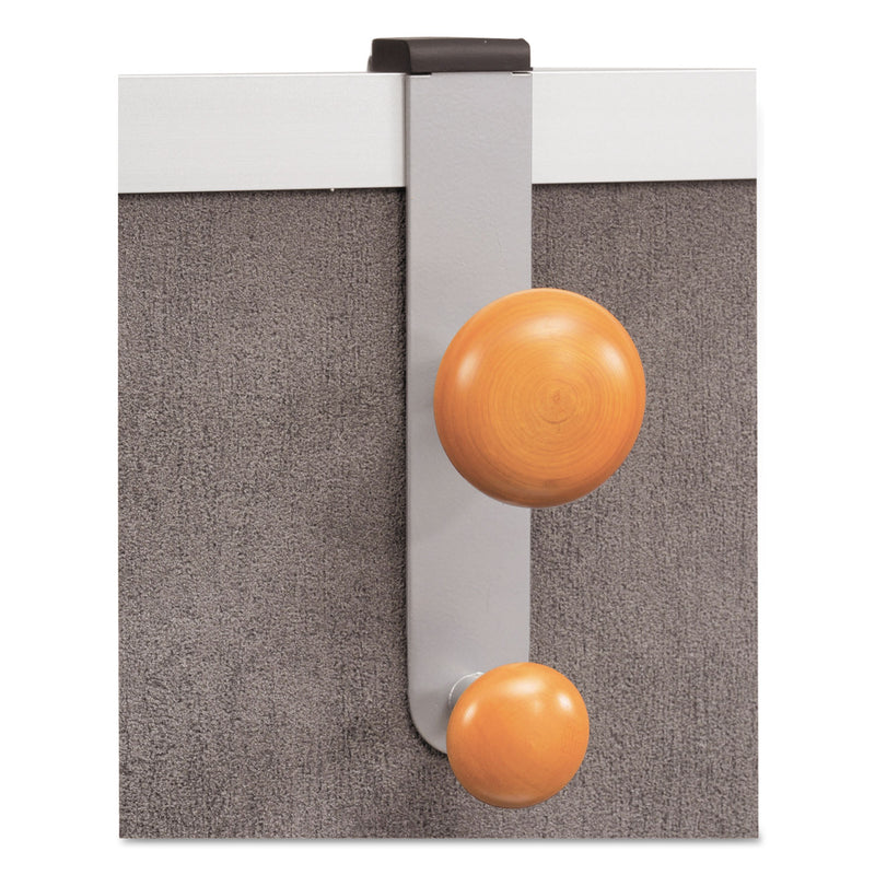 Alba Cubicle Garment Peg, 2-Hook, 1 1/5 x 1 3/8 x 7 9/10, Metallic Gray