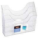 Rubbermaid Optimizers Multifunctional Three-Pocket File Folder Organizer, 3 Sections, Letter Size Files, 13" x 3.5" x 11.5", Clear