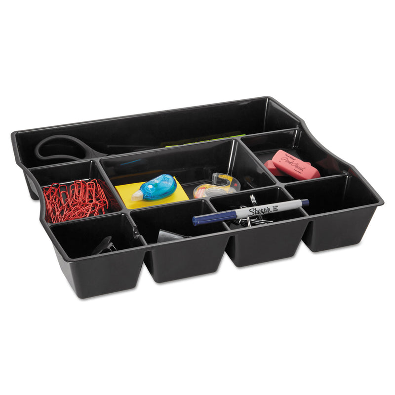 Rubbermaid Regeneration Deep Drawer Organizer, Eight Compartments, 14.88 x 11.88 x 2.5, Plastic, Black