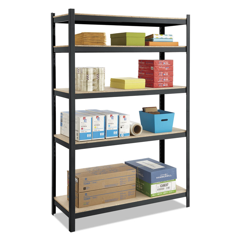 Safco Boltless Steel/Particleboard Shelving, Five-Shelf, 48w x 18d x 72h, Black
