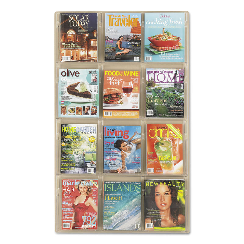 Safco Reveal Clear Literature Displays, 12 Compartments, 30w x 2d x 49h, Clear