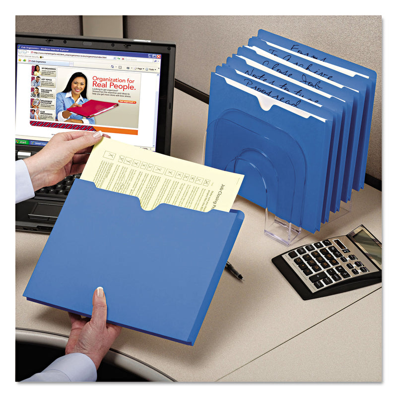 Smead Colored File Jackets with Reinforced Double-Ply Tab, Straight Tab, Letter Size, Blue, 50/Box