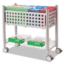 Vertiflex File Cart with Open Top, Metal, 1 Shelf, 2 Bins, 28.25" x 13.75" x 27.38", Matte Gray