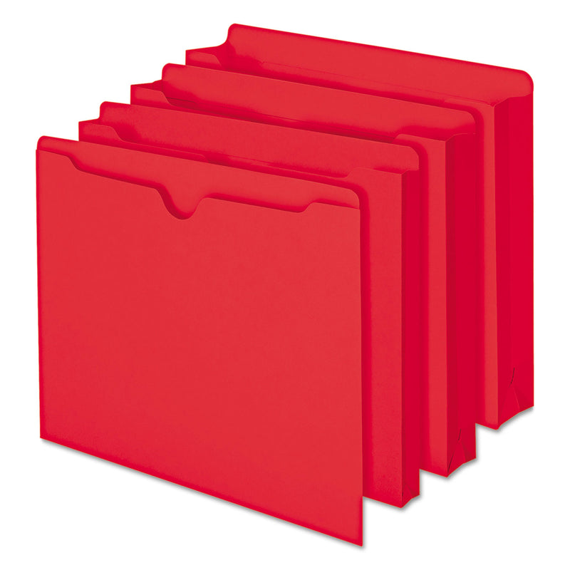 Smead Colored File Jackets with Reinforced Double-Ply Tab, Straight Tab, Letter Size, Red, 100/Box
