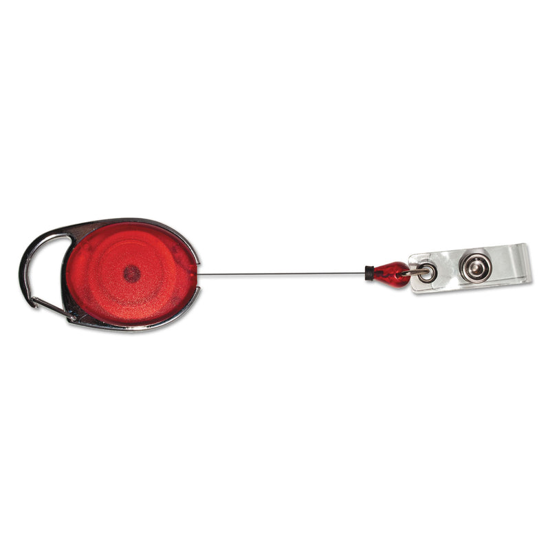 Advantus Carabiner-Style Retractable ID Card Reel, 30" Extension, Assorted Colors, 20/Pack