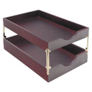 Carver Hardwood Stackable Desk Trays, 1 Section, Letter Size Files, 10.25" x 12.5" x 2.5", Mahogany