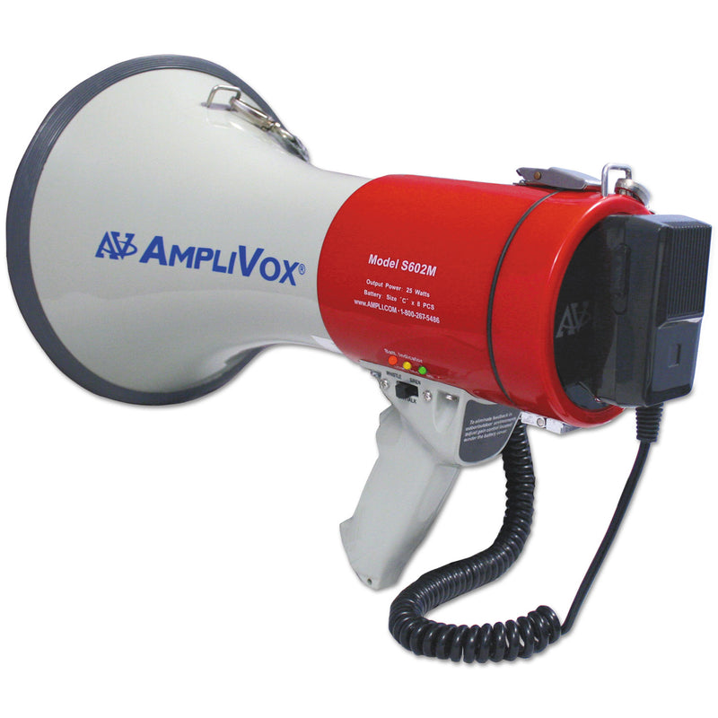 AmpliVox MityMeg Piezo Dynamic Megaphone with Coiled Microphone, 25 W