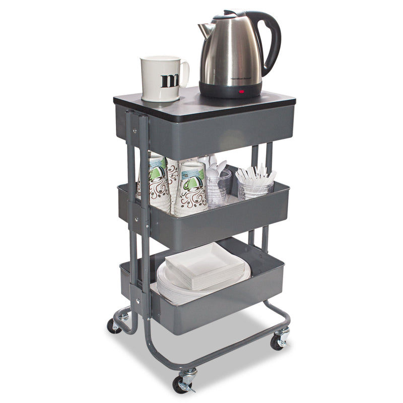 Vertiflex Adjustable Multi-Use Storage Cart and Stand-Up Workstation, 15.25" x 11" x 18.5" to 39", Gray
