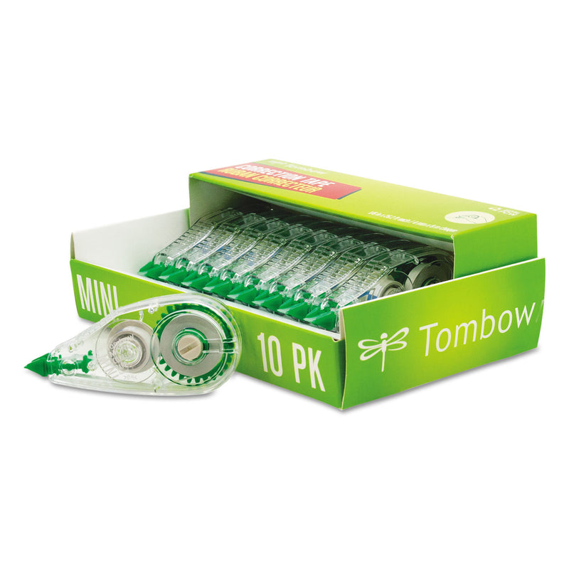 Tombow MONO Mini Correction Tape, Non-Refillable, Clear Applicator, 0.17" x 315", 10/Pack