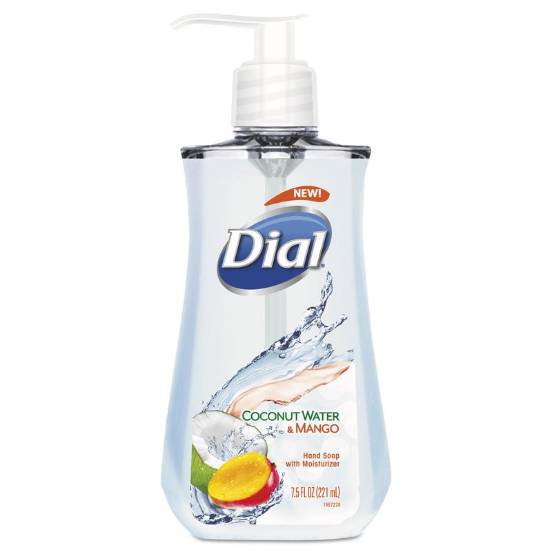 Dial Liquid Hand Soap, Coconut Water and Mango, 7.5 oz Pump Bottle, 12/Carton