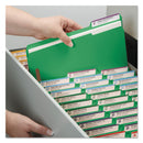 Smead WaterShed CutLess Reinforced Top Tab Fastener Folders, 2 Fasteners, Letter Size, Green Exterior, 50/Box