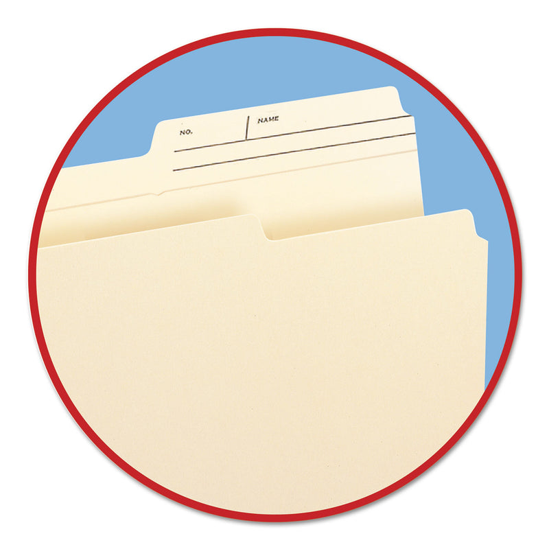 Smead Reinforced Guide Height File Folders, 2/5-Cut Printed Tabs: Right Position, Letter Size, 0.75" Expansion, Manila, 100/Box