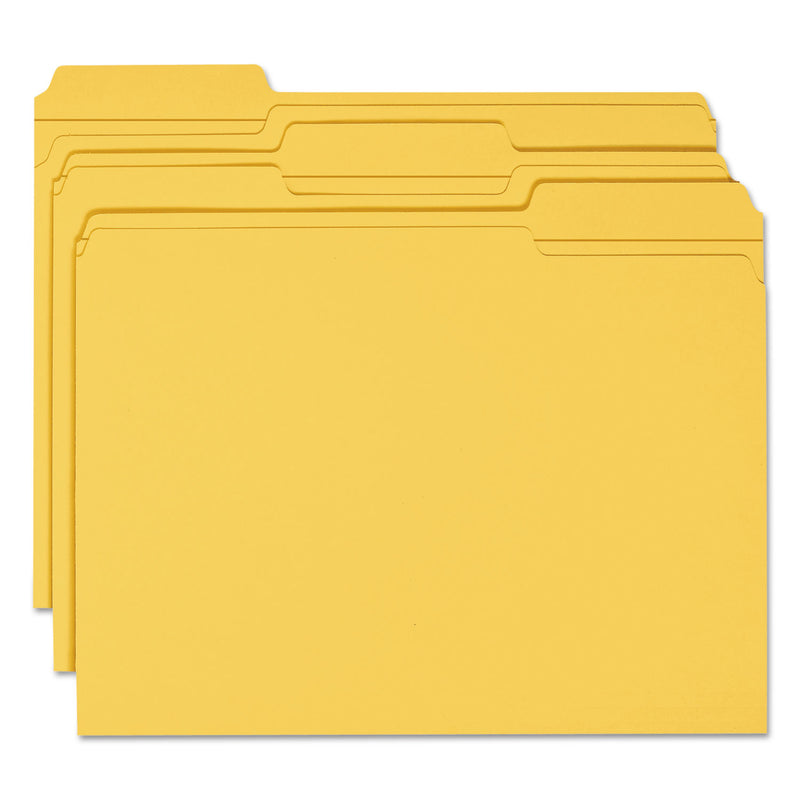 Smead Reinforced Top Tab Colored File Folders, 1/3-Cut Tabs: Assorted, Letter Size, 0.75" Expansion, Goldenrod, 100/Box