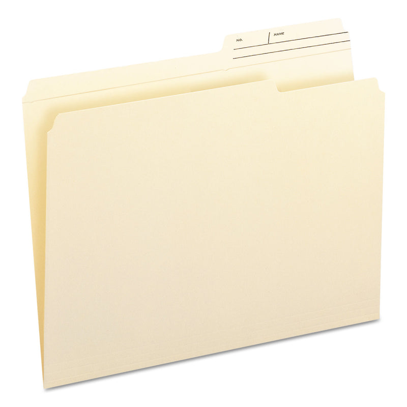 Smead Reinforced Guide Height File Folders, 2/5-Cut Printed Tabs: Right Position, Letter Size, 0.75" Expansion, Manila, 100/Box