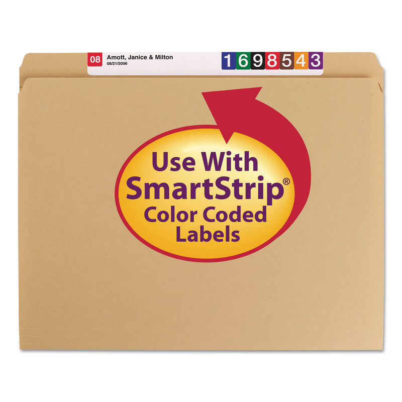 Smead Heavyweight Kraft File Folder, Straight Tabs, Letter Size, 0.75" Expansion, 11-pt Kraft, Brown, 100/Box