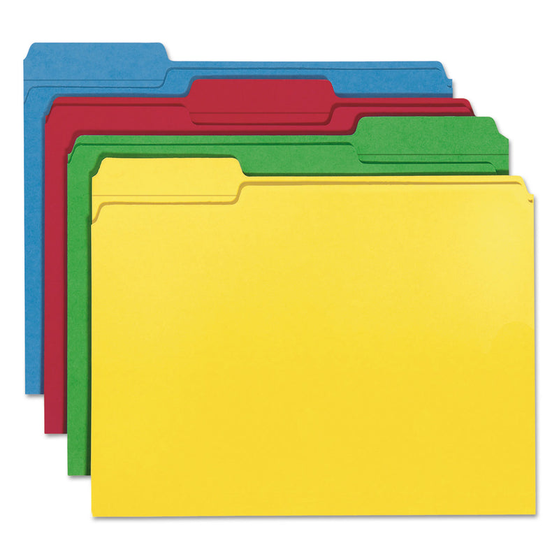 Smead Reinforced Top Tab Colored File Folders, 1/3-Cut Tabs: Assorted, Letter Size, 0.75" Expansion, Assorted Colors, 12/Pack