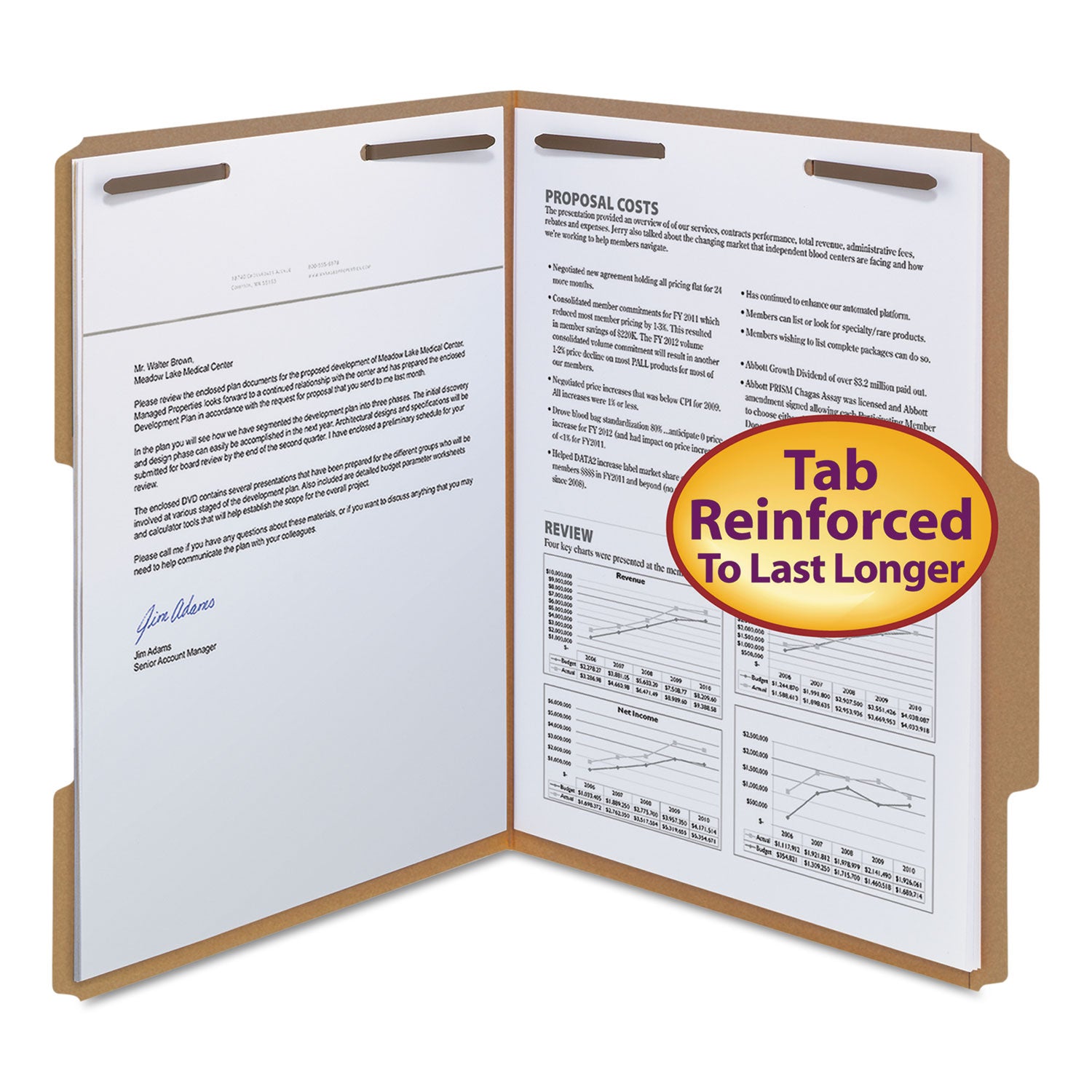 Top Tab Fastener Folders, Guide-Height 2/5-Cut Tabs: Right of Center, 2 ...