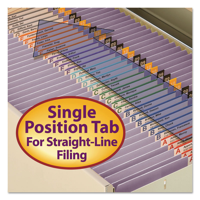 Smead Reinforced Top Tab Colored File Folders, Straight Tabs, Legal Size, 0.75" Expansion, Lavender, 100/Box
