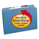 Smead Reinforced Top Tab Colored File Folders, Straight Tabs, Legal Size, 0.75" Expansion, Blue, 100/Box