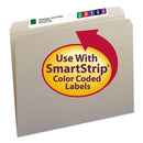 Smead Reinforced Top Tab Colored File Folders, Straight Tabs, Letter Size, 0.75" Expansion, Gray, 100/Box