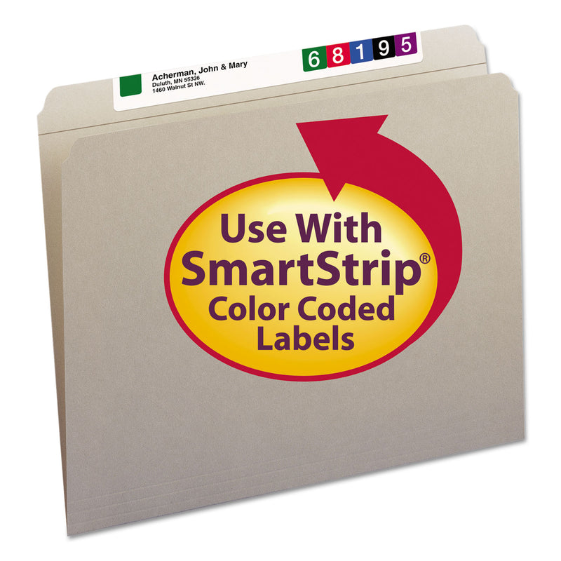 Smead Reinforced Top Tab Colored File Folders, Straight Tabs, Letter Size, 0.75" Expansion, Gray, 100/Box