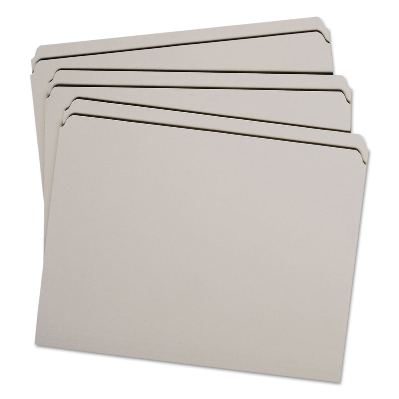 Smead Reinforced Top Tab Colored File Folders, Straight Tabs, Letter Size, 0.75" Expansion, Gray, 100/Box
