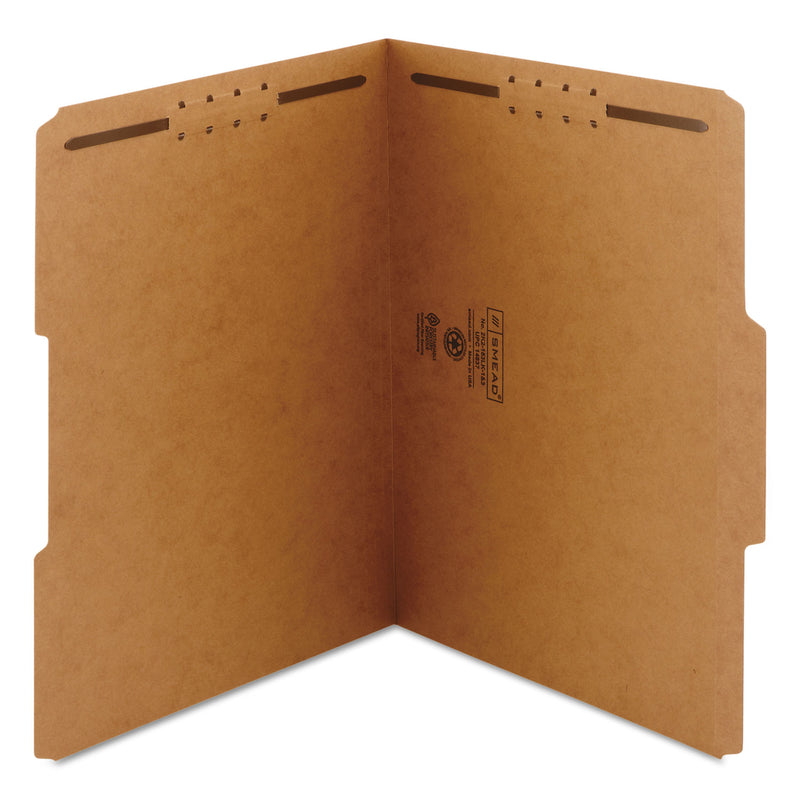 Smead Top Tab Fastener Folders, 1/3-Cut Tabs: Assorted, 2 Fasteners, Letter Size, 11-pt Kraft Exterior, 50/Box